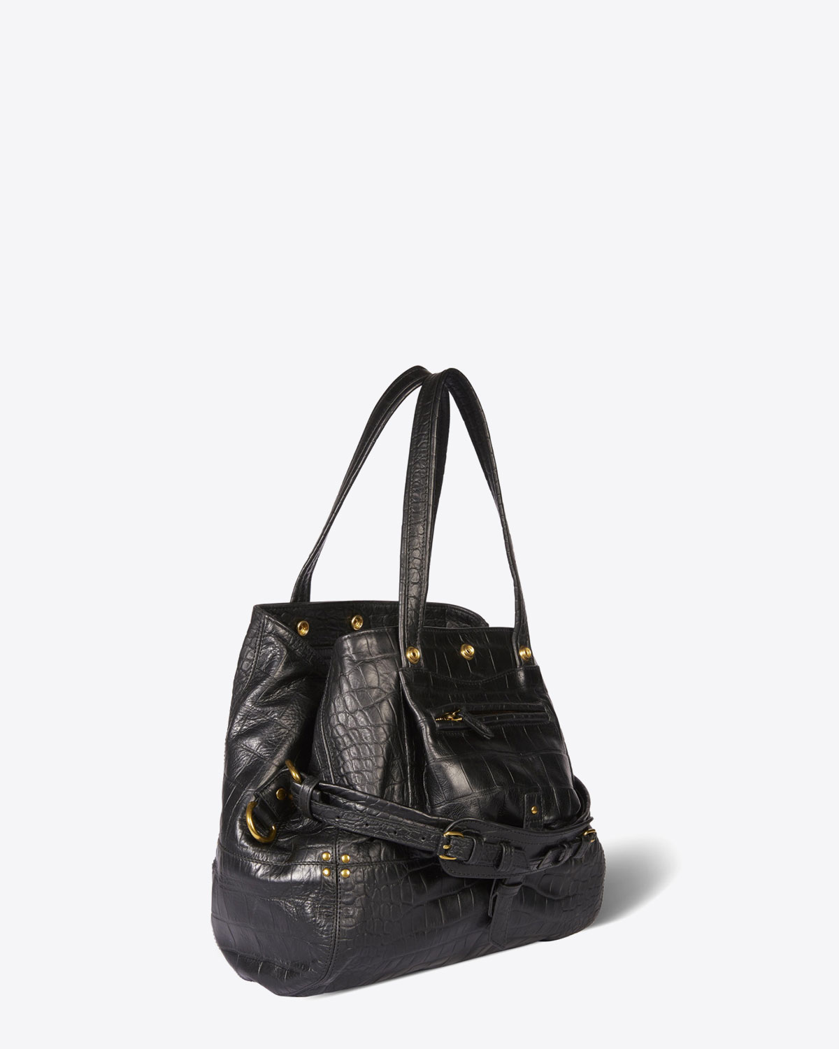 Cabas Billy M vachette croco noir Jérôme Dreyfuss. Profil.