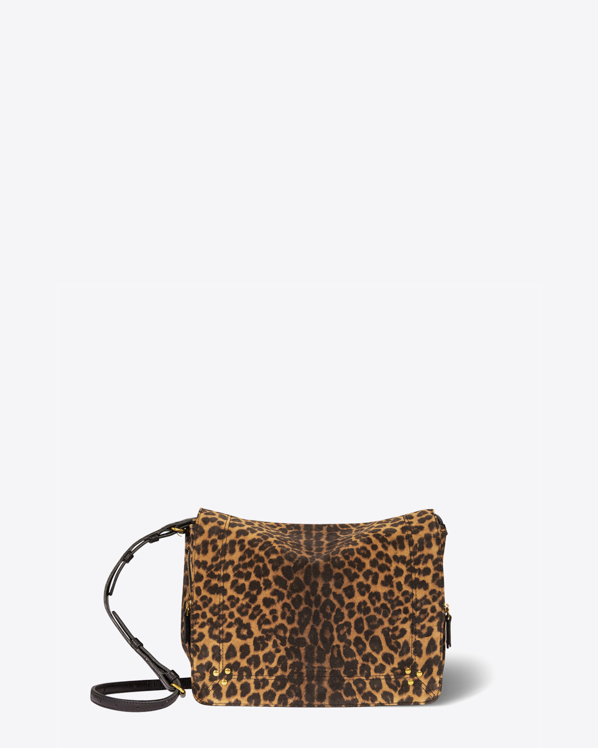 Sac bandoulière Igor split léopard chamois Jérôme Dreyfuss. Face.