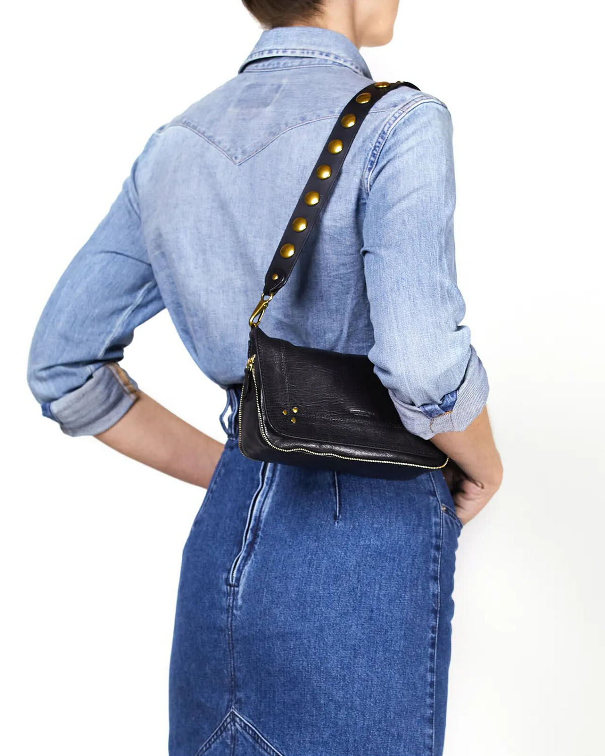 Image du produit Jérôme Dreyfuss Anse Festival – Cuir Vachette Noir Brass - 3