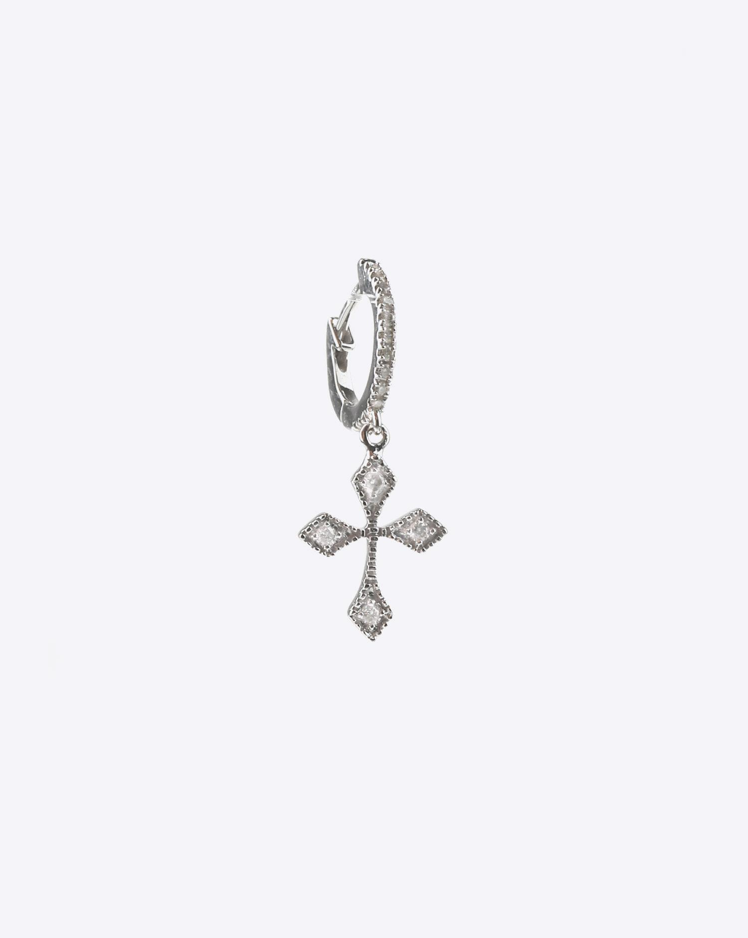 De Jaegher Mini Créole Baby Cross Or Blanc & Diamant  