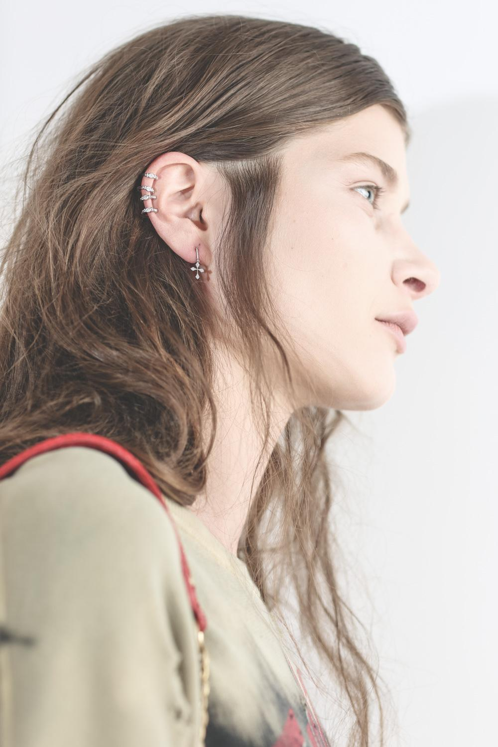 De Jaegher Mini Créole Baby Cross Or Blanc & Diamant  