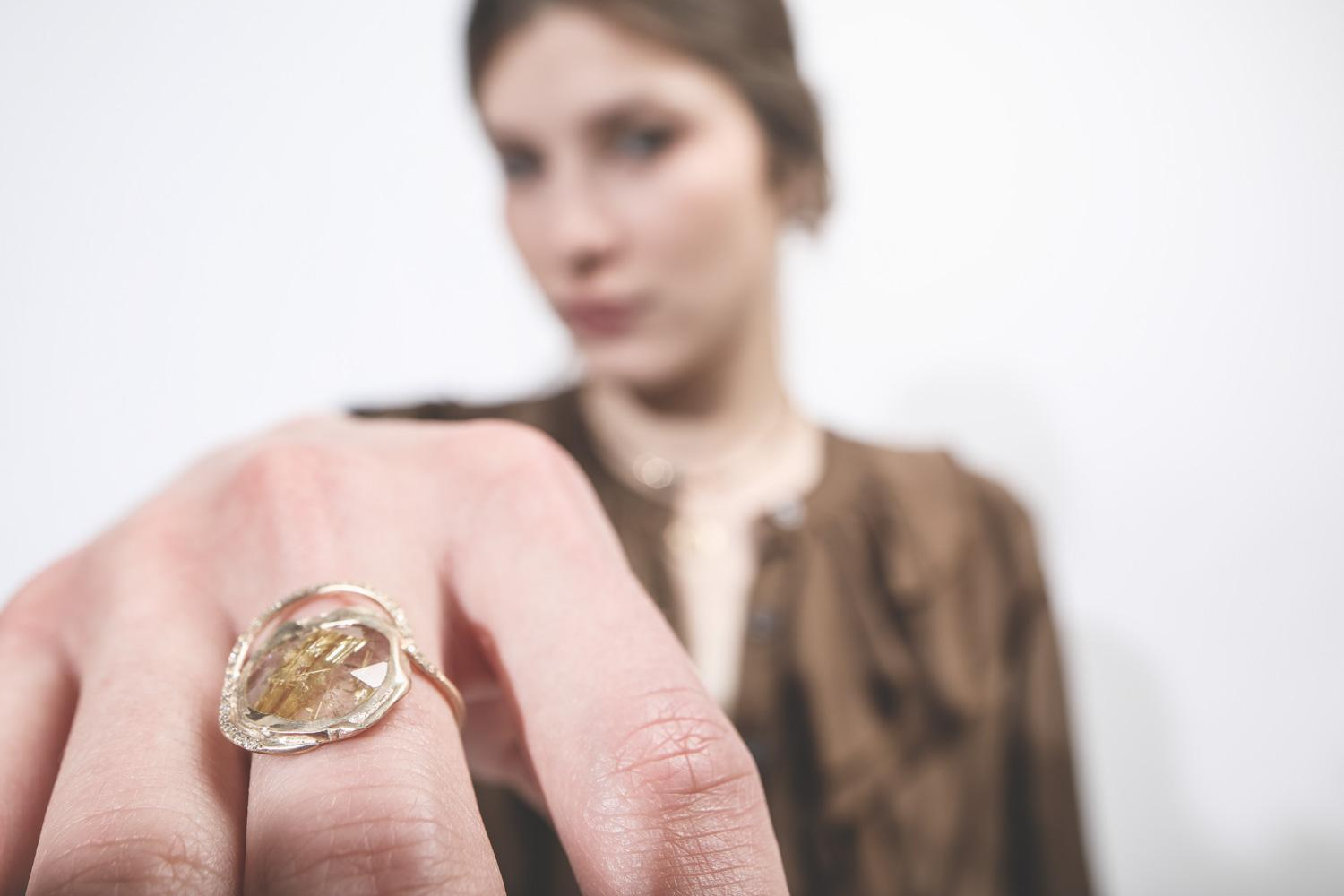 Pascale Monvoisin Gaïa Bague Rutile Quartz  