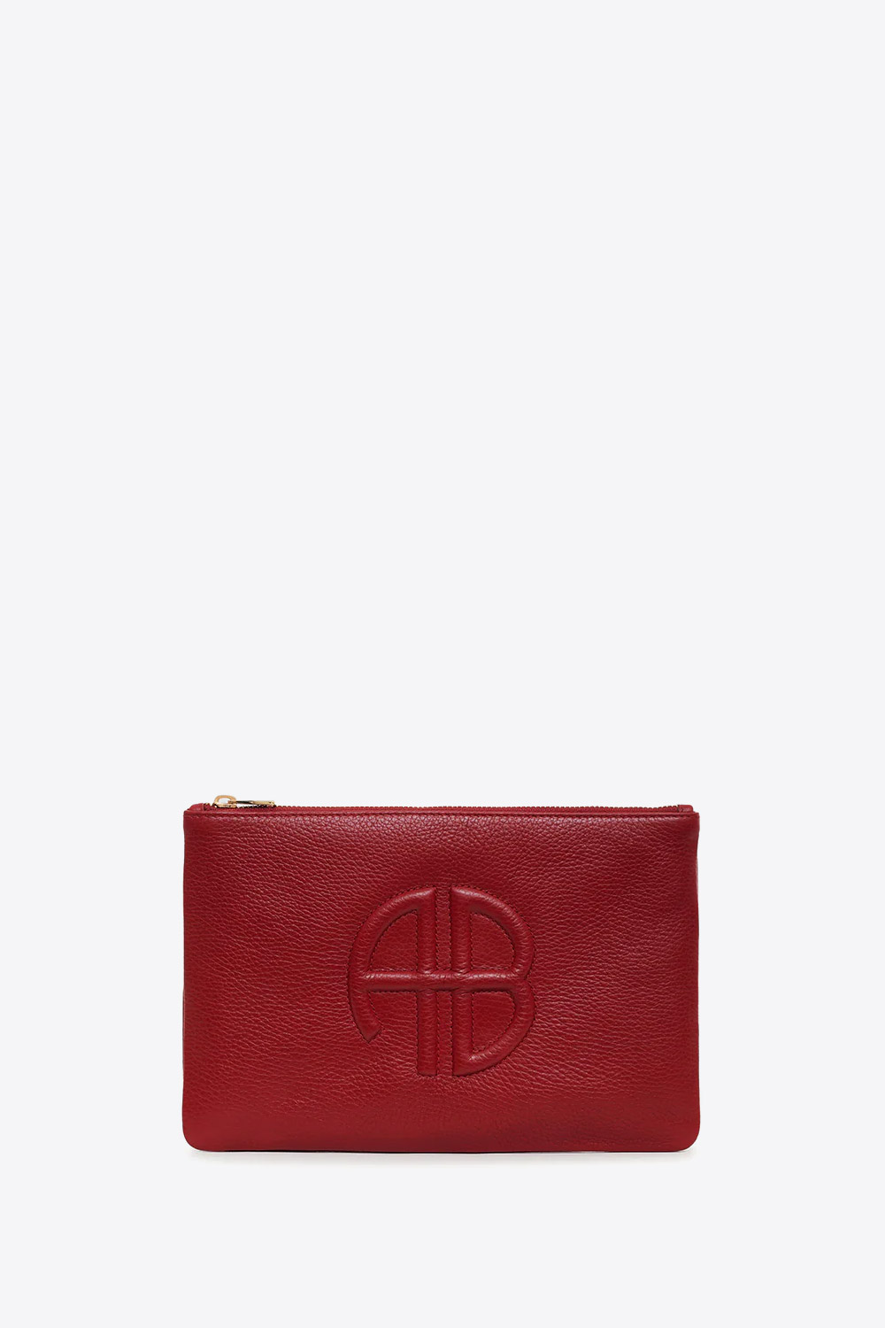 Pochette Lili Anine Bing en cuir grainé rouge. Vue face. 