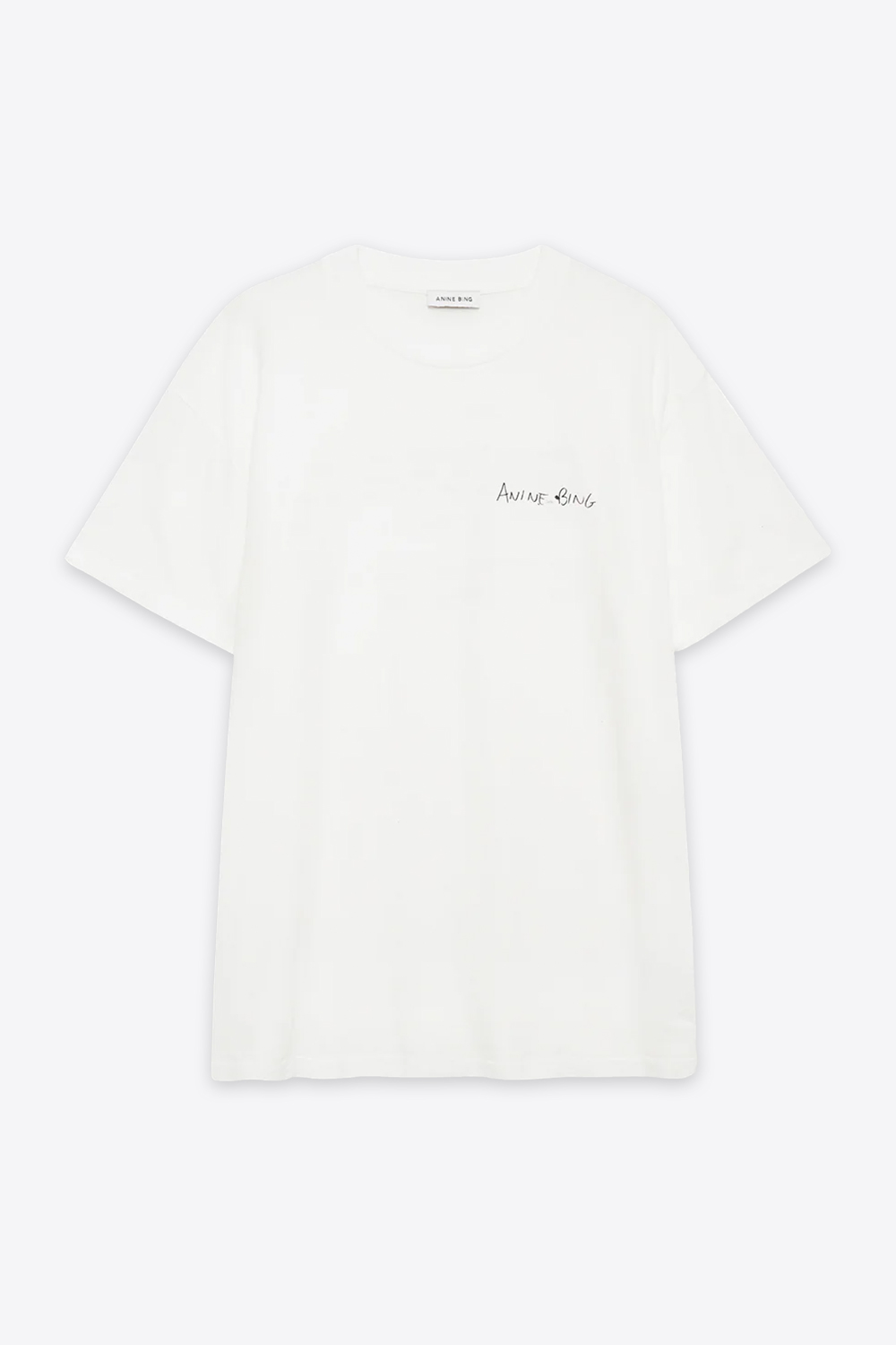 Tee-shirt manches courtes Walker Lyrics Anine Bing en coton blanc. Vue face. 