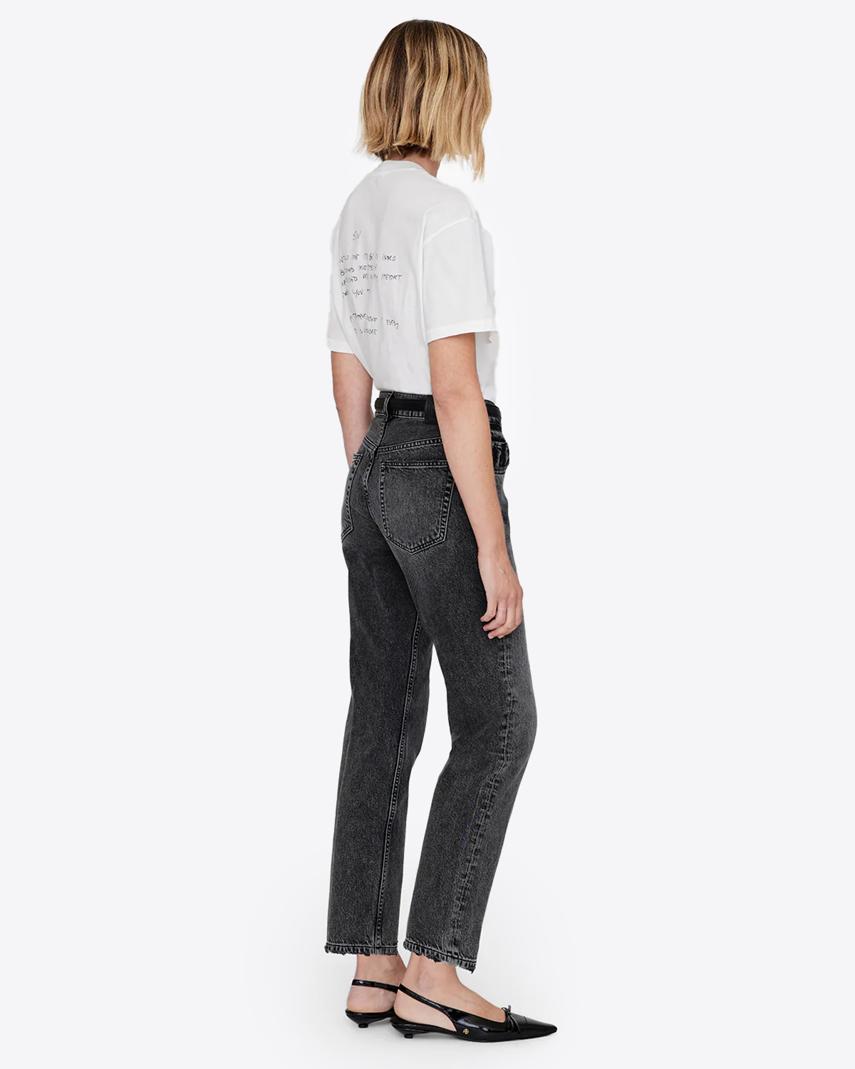 Tee-shirt manches courtes Walker Lyrics Anine Bing en coton blanc. Vue dos porté 