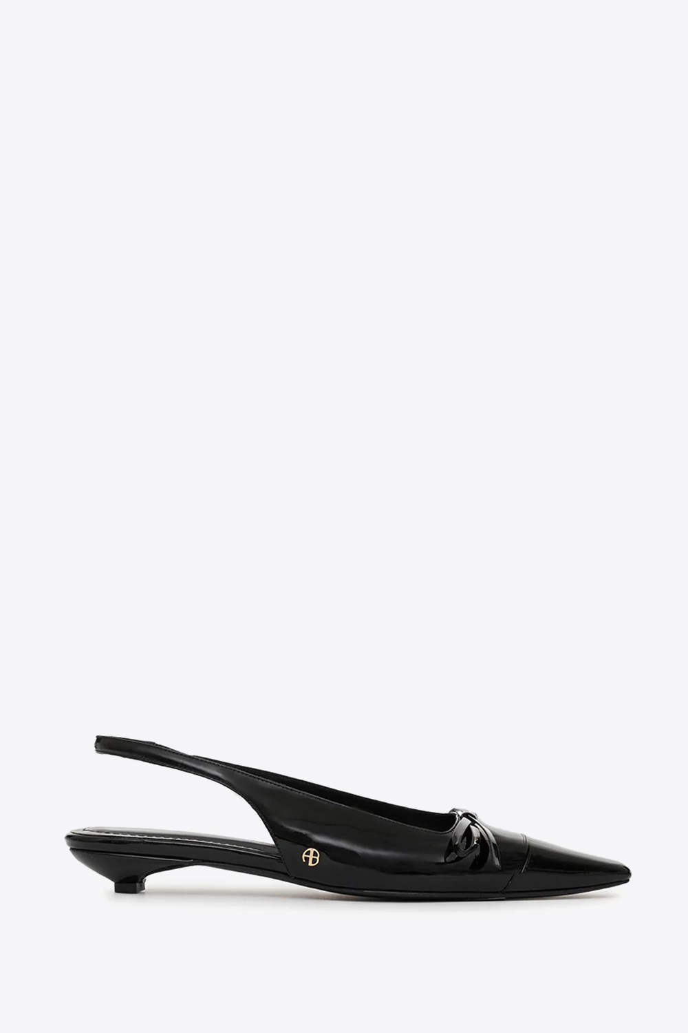 Ballerines Slingback Zoey Anine Bing en cuir noir. Vue profil. 