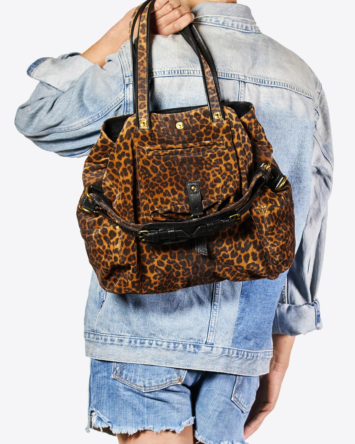 Sac Billy M léopard Jérôme Dreyfuss. Porté main.