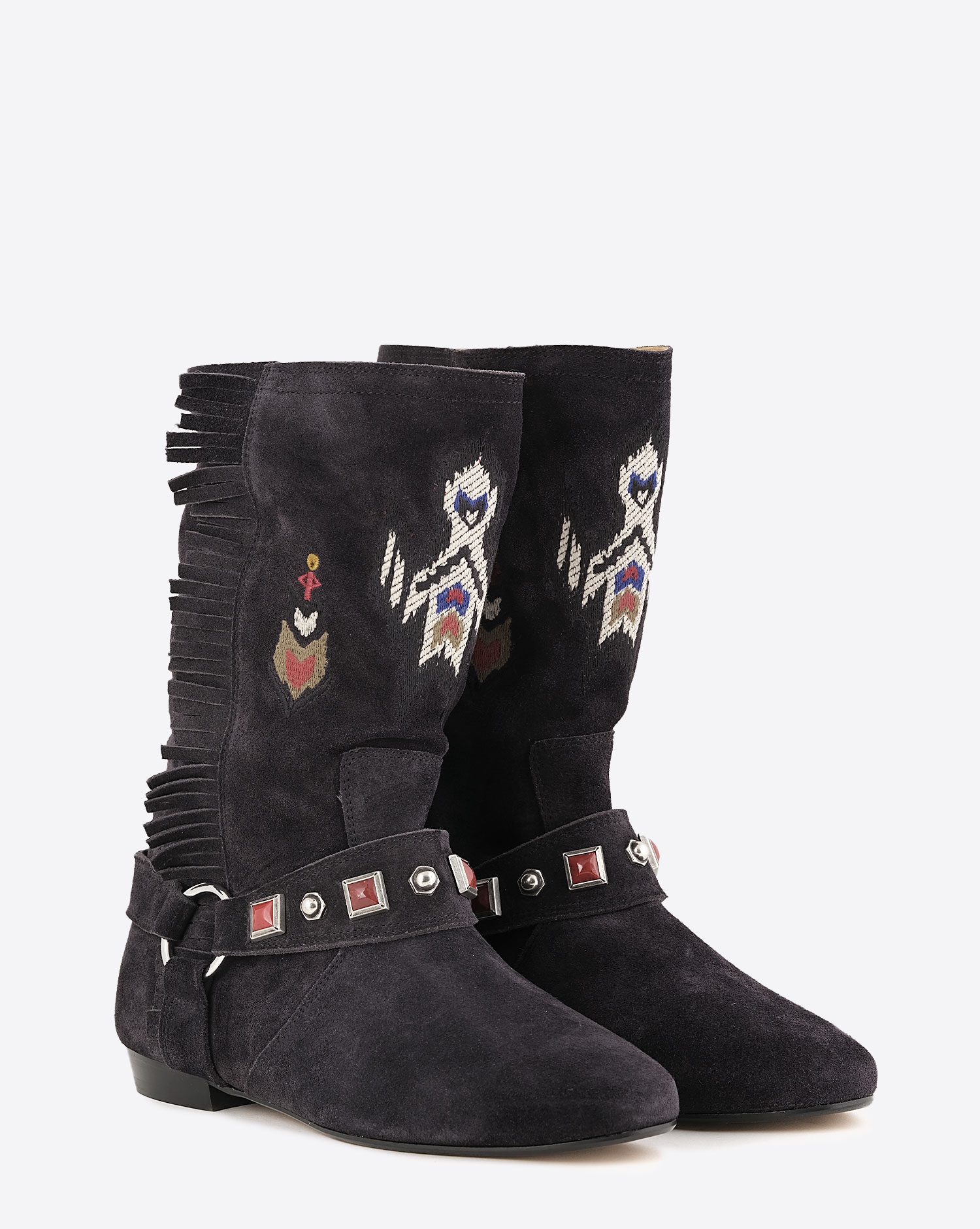 Bottes montantes Siana Isabel Marant noires délavées. Vue face. 
