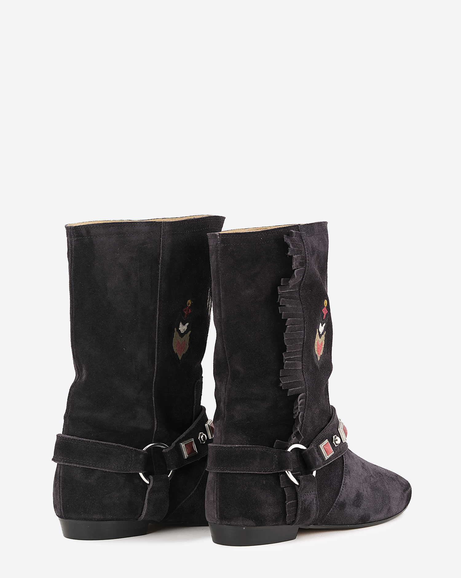 Bottes montantes Siana Isabel Marant noires délavées. Vue dos. 