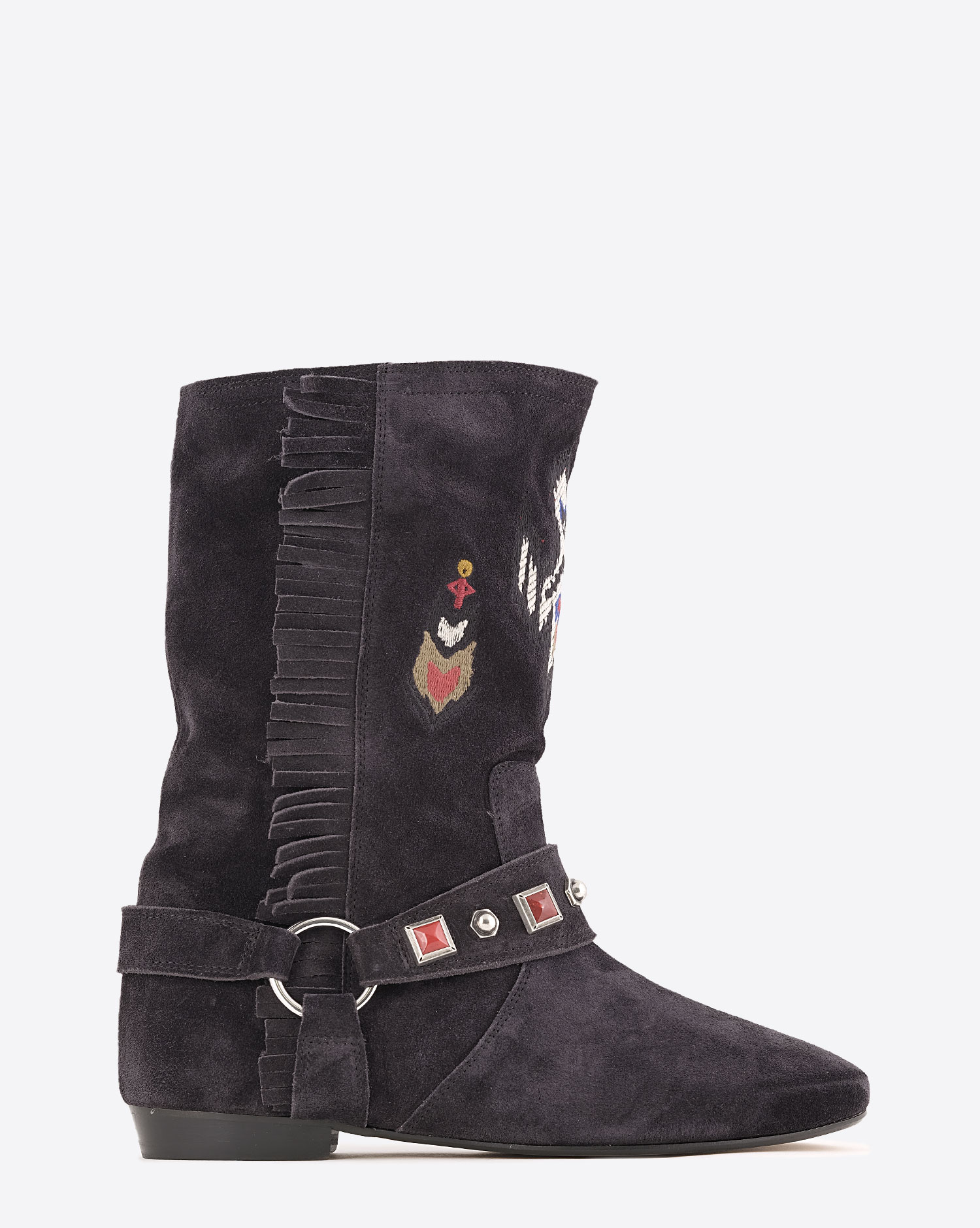 Bottes montantes Siana Isabel Marant noires délavées. Vue profil. 