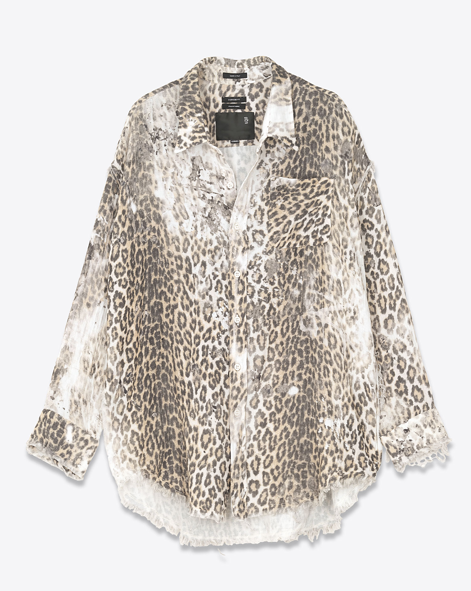 Chemise Shredded R13 imprimée léopard. Vue face. 