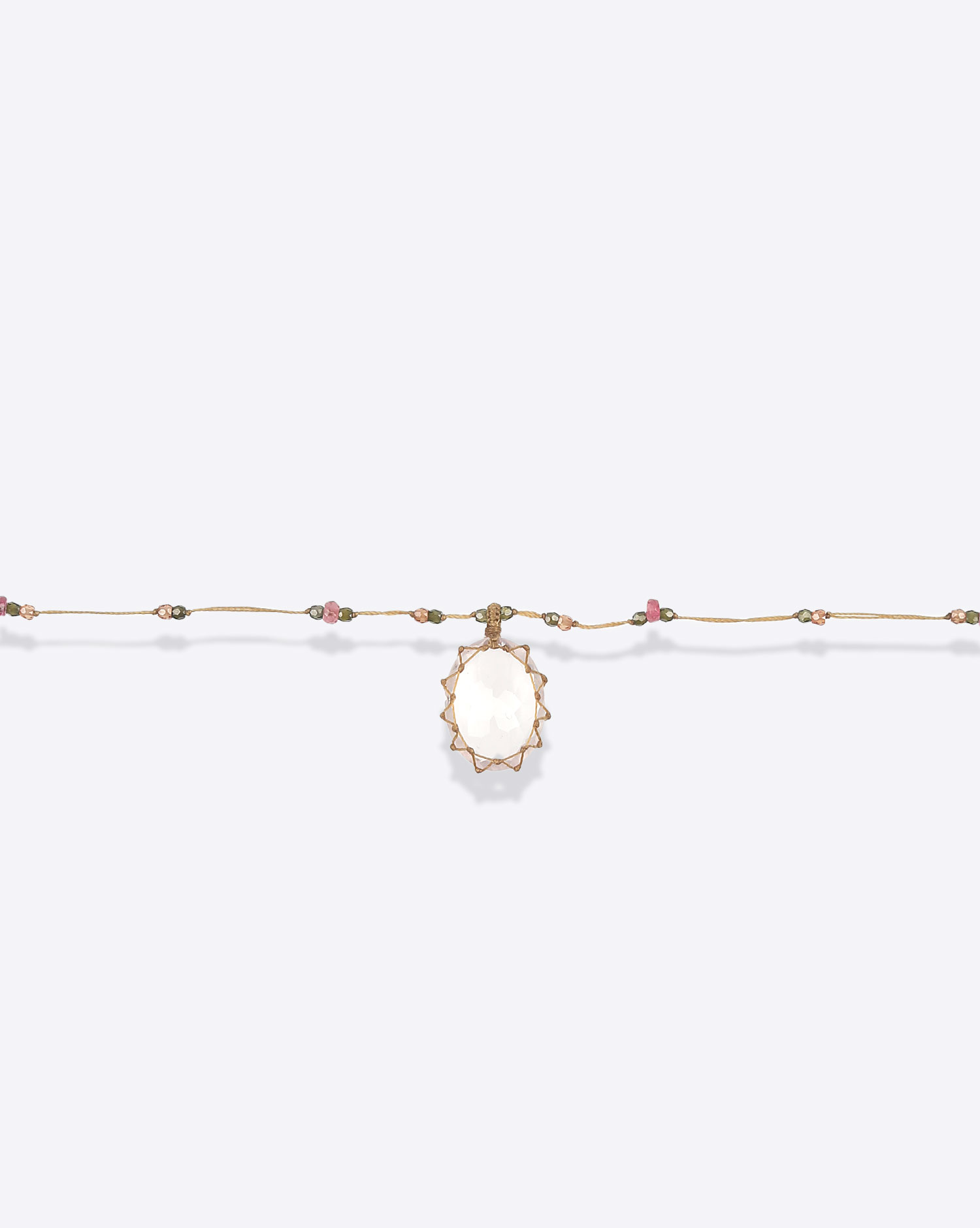 Collier court Tibétain Sharing Pink quartz  Sharing 
