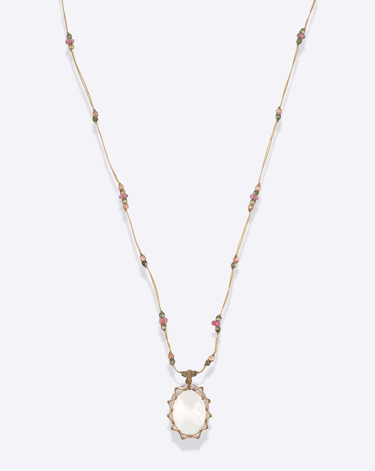 Collier court Tibétain Sharing Pink quartz  Sharing 
