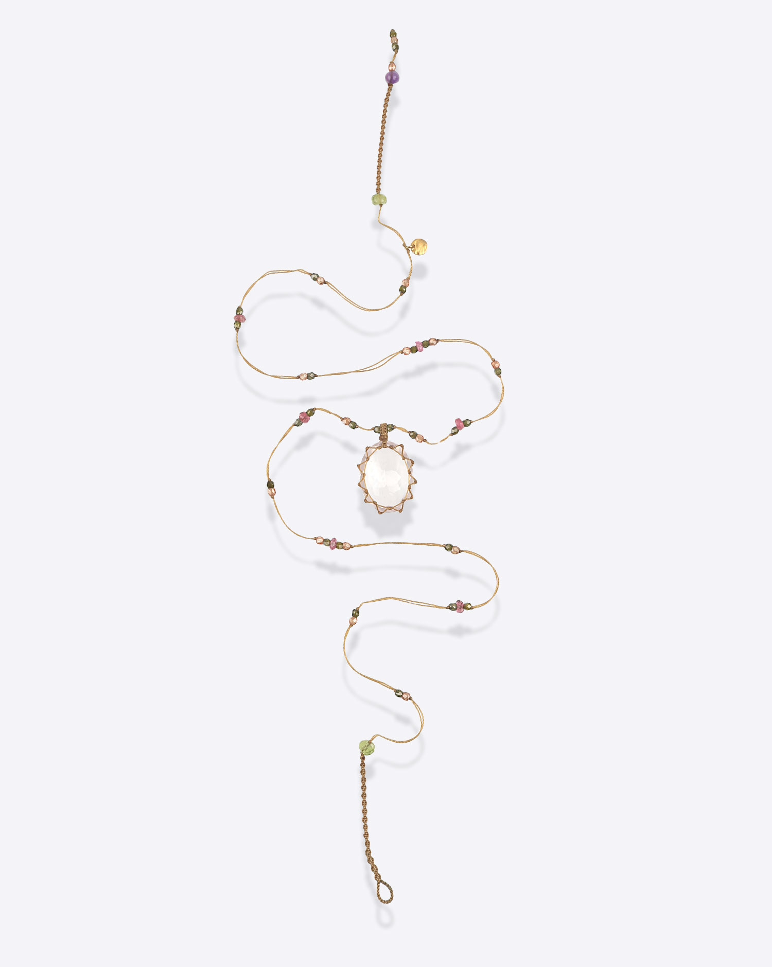 Sharing Collier court Tibétain Sharing Pink quartz 

