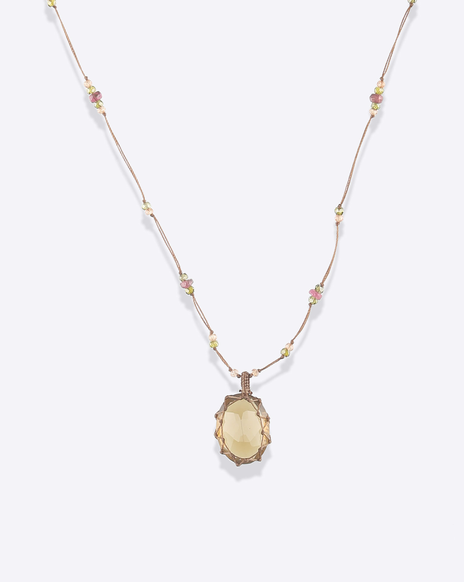 Collier Court Tibétain VV  Honey Quartz  Sharing 