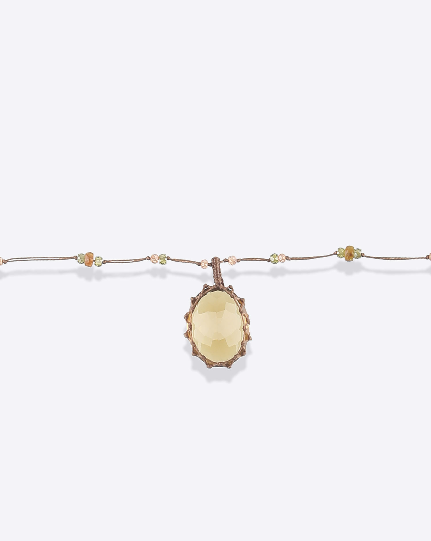 Collier Sharing  Court Tibétain VV  Honey Quartz
