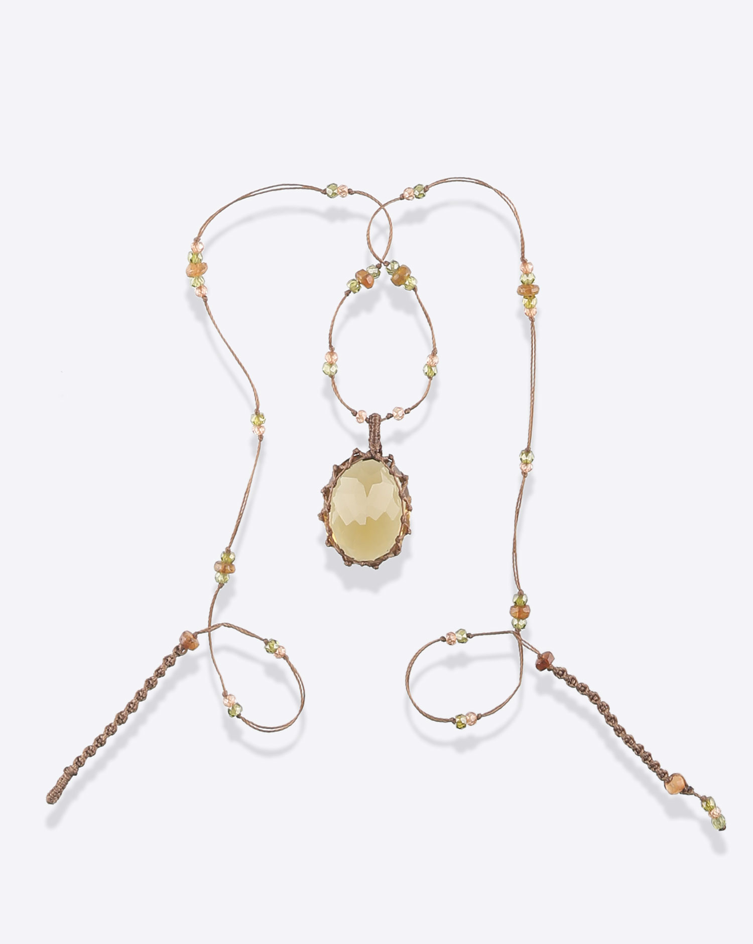 Sharing Collier Court Tibétain VV  Honey Quartz