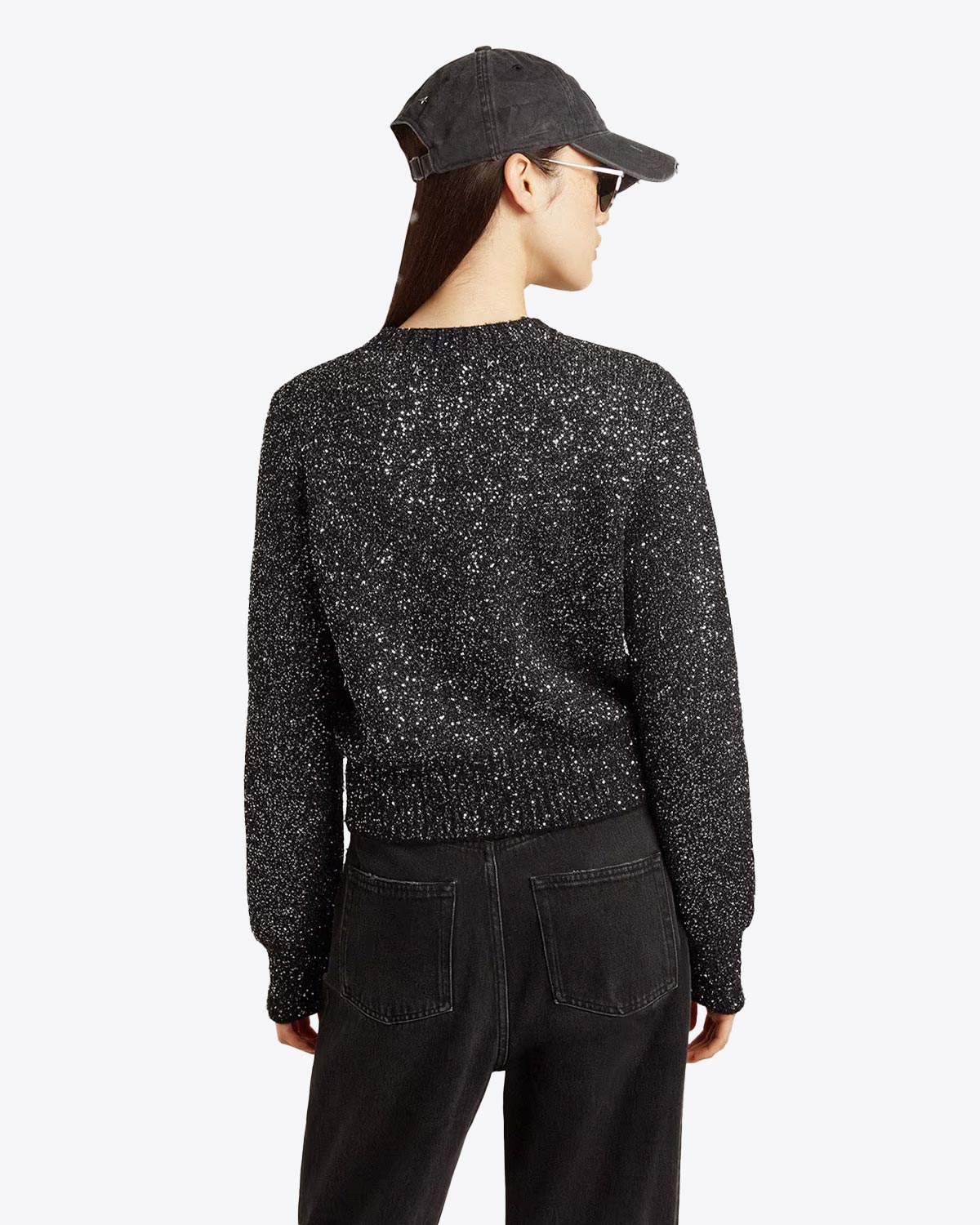 Pull col rond à sequins Golden Goose. Porté de dos.