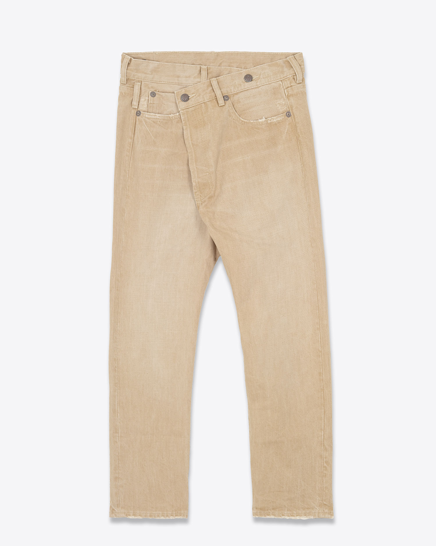 Jean Crossover en toile beige clair Faded Wheat R13 denim. Face. 