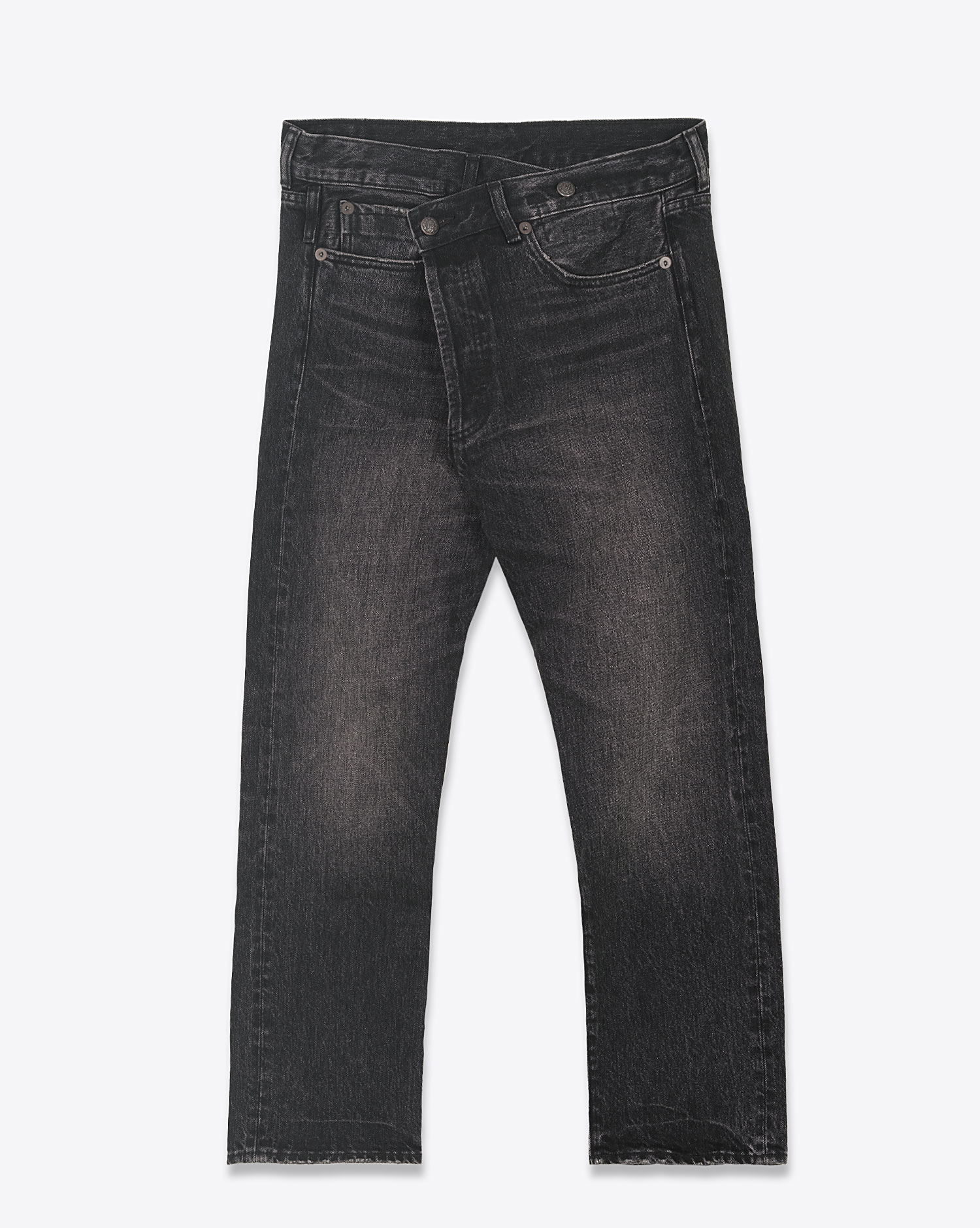 Jean Crossover denim noir délavé Kaisser Black R13 Denim. Face.