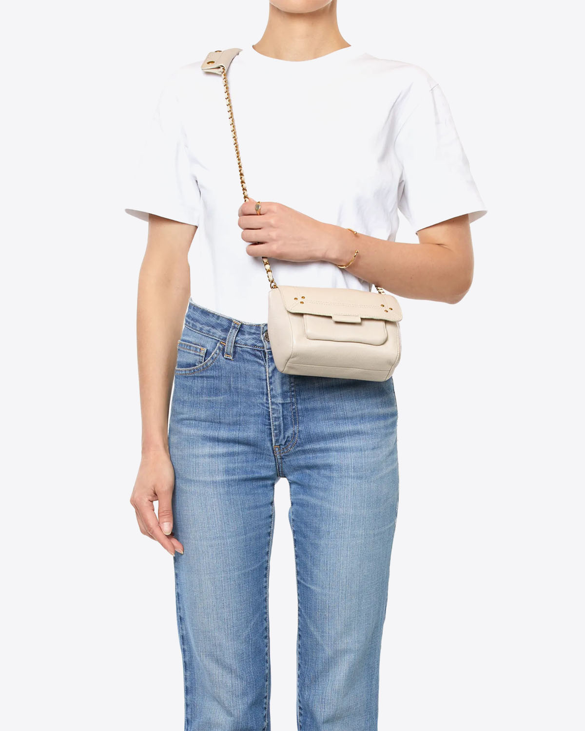 Jérôme Dreyfuss Sac Lulu S Chèvre Ecru Grainé 