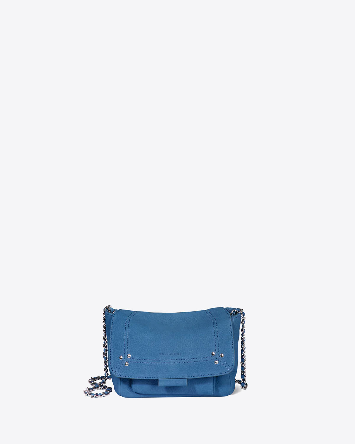 Petit Sac Lulu S Jérôme Dreyfuss en cuir suédé nubuck bleu. Vue face