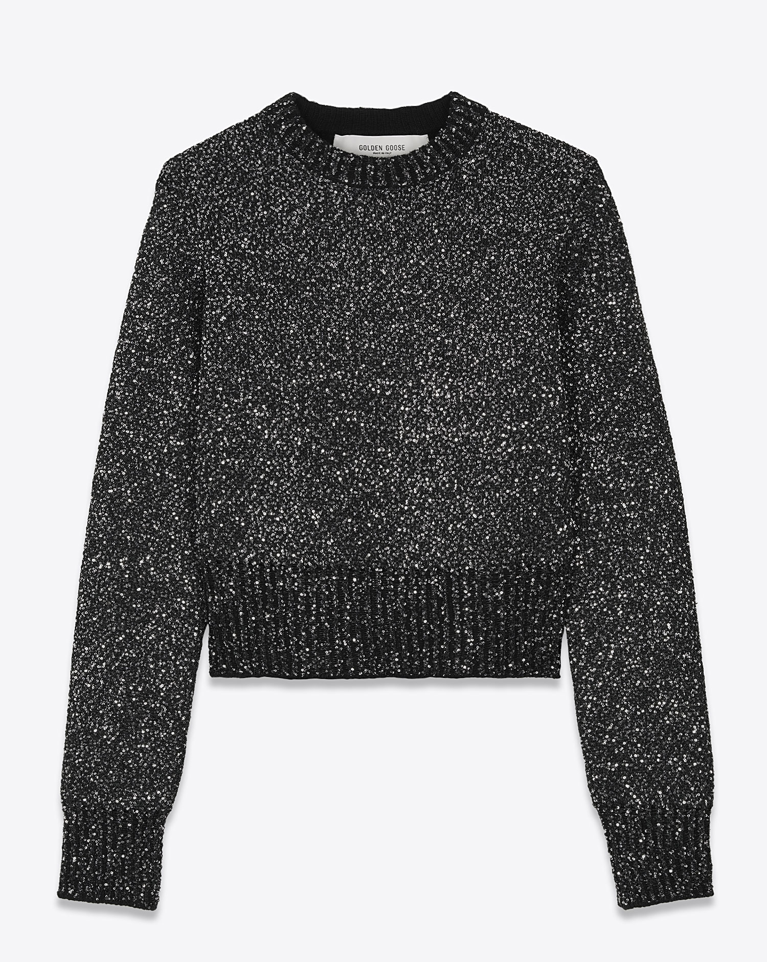 Pull manches longues à sequins Golden Goose. Vue face. 