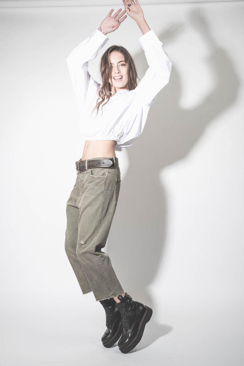 Ceinture large en cuir marron vieilli Military R13.