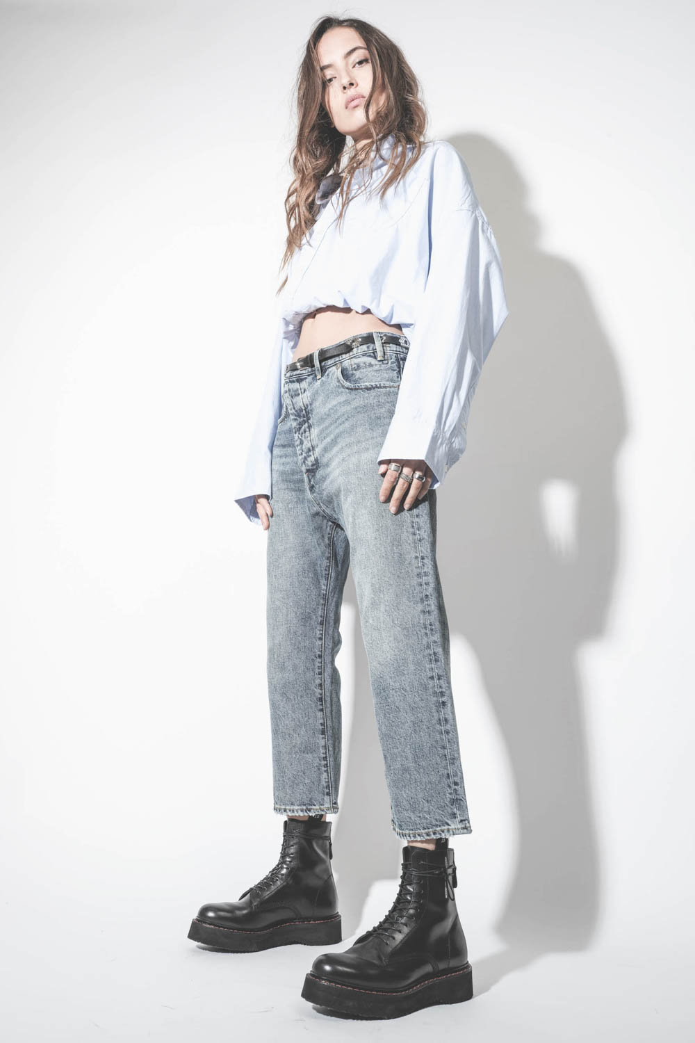 Jean baggy fermeture croisée bleu délavé Exene délavage Barter Indigo R13. 