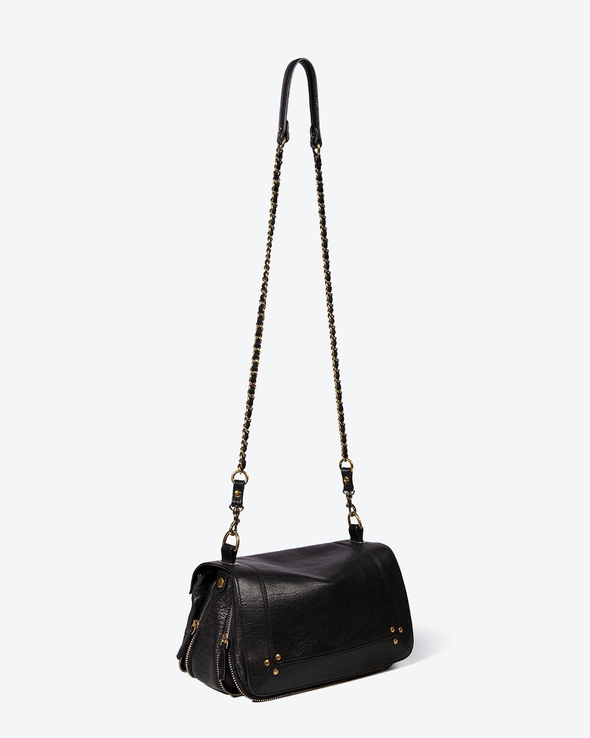 Sac  bandoulière chaine Bobi chèvre noir Jérôme Dreyfuss. 