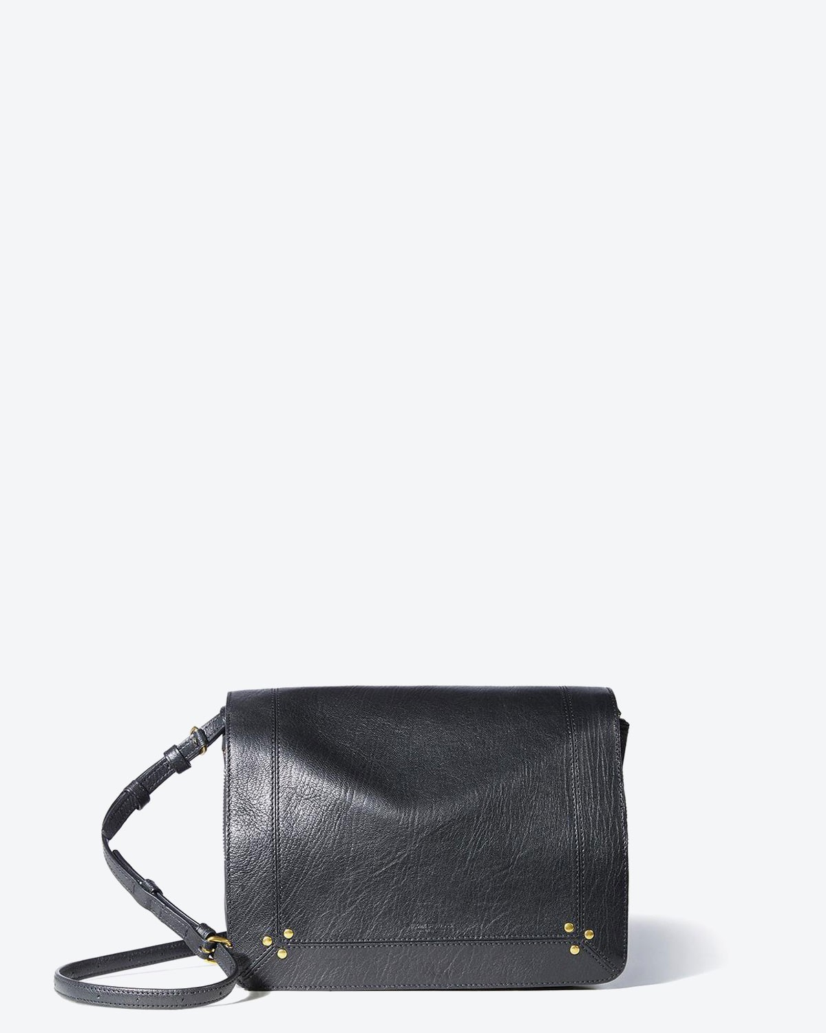 Sac bandoulière Igor chèvre noir Jérôme Dreyfuss. Face. 