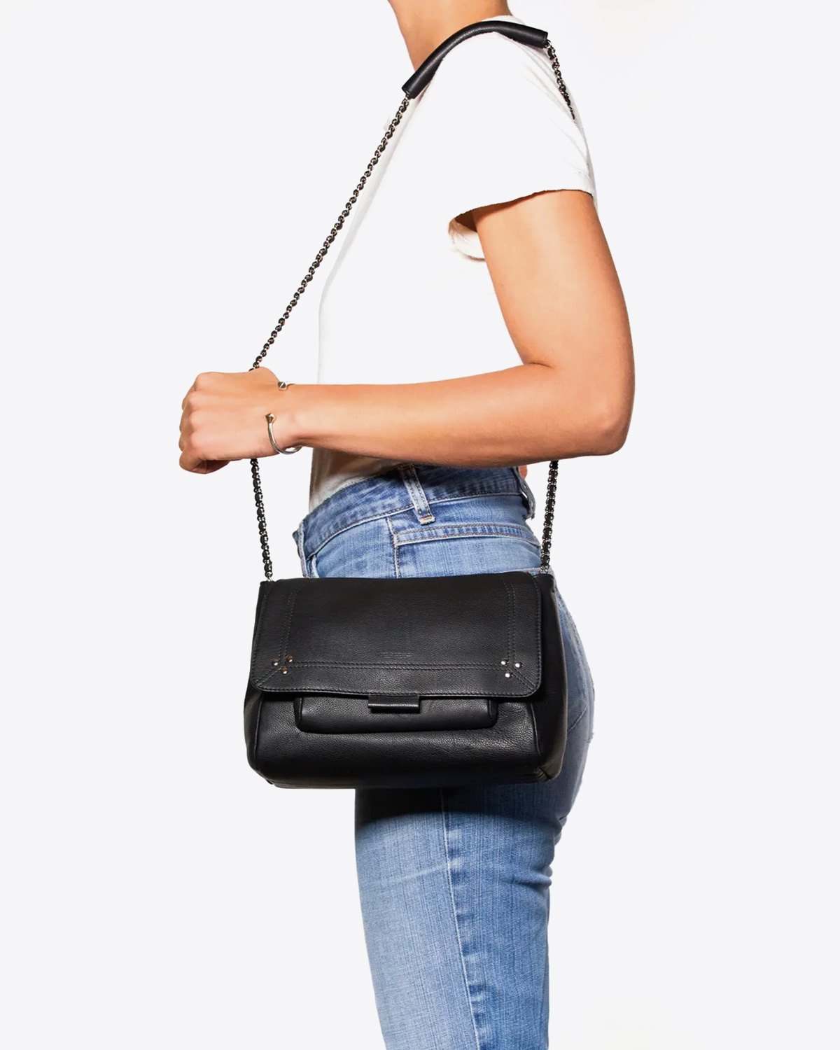 Image du produit Jérôme Dreyfuss Sac Lulu M – Cuir Veau Noir Silver - 7