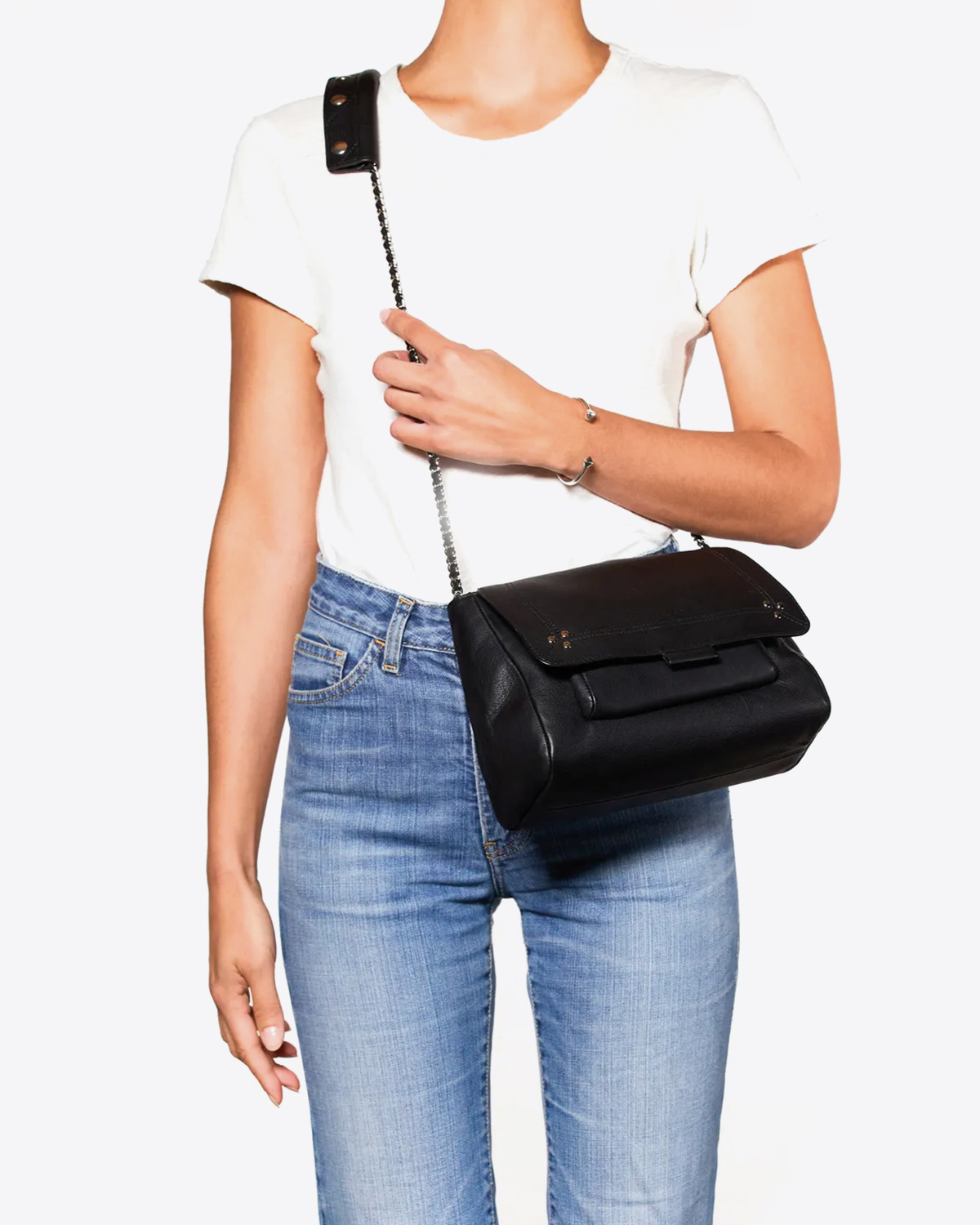 Image du produit Jérôme Dreyfuss Sac Lulu M – Cuir Veau Noir Silver - 8