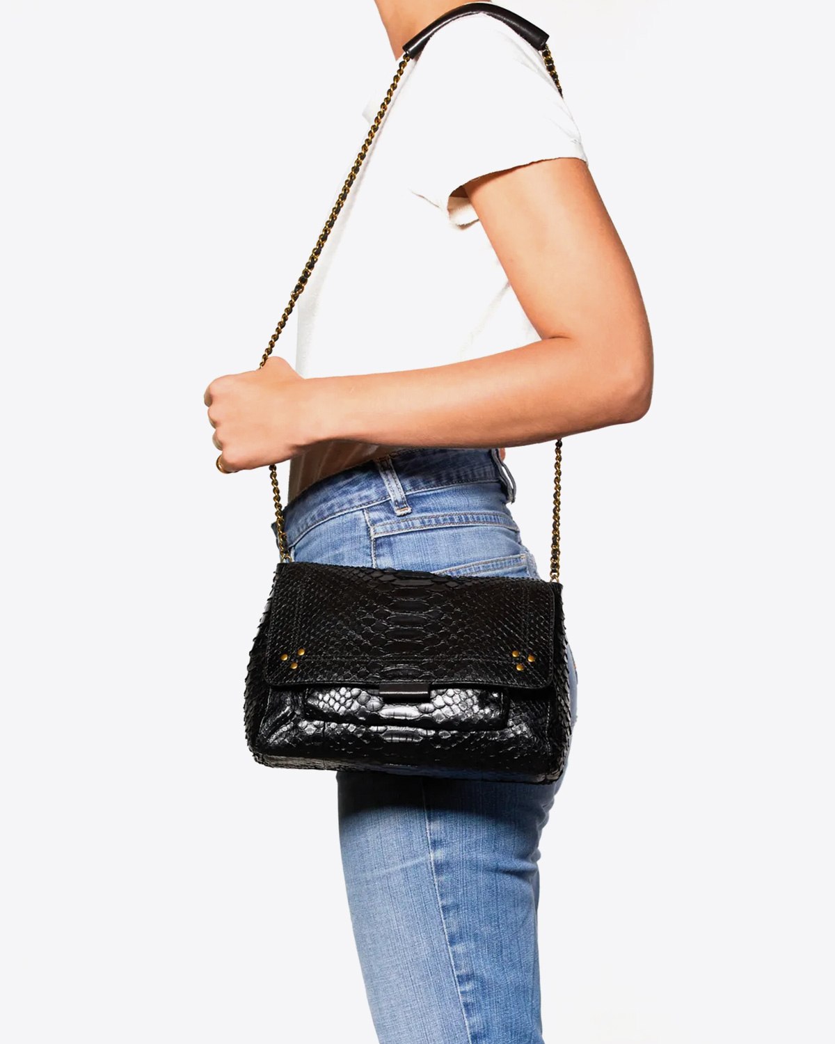 Image du produit Jérôme Dreyfuss Sac Lulu M – Cuir Python Noir - 9