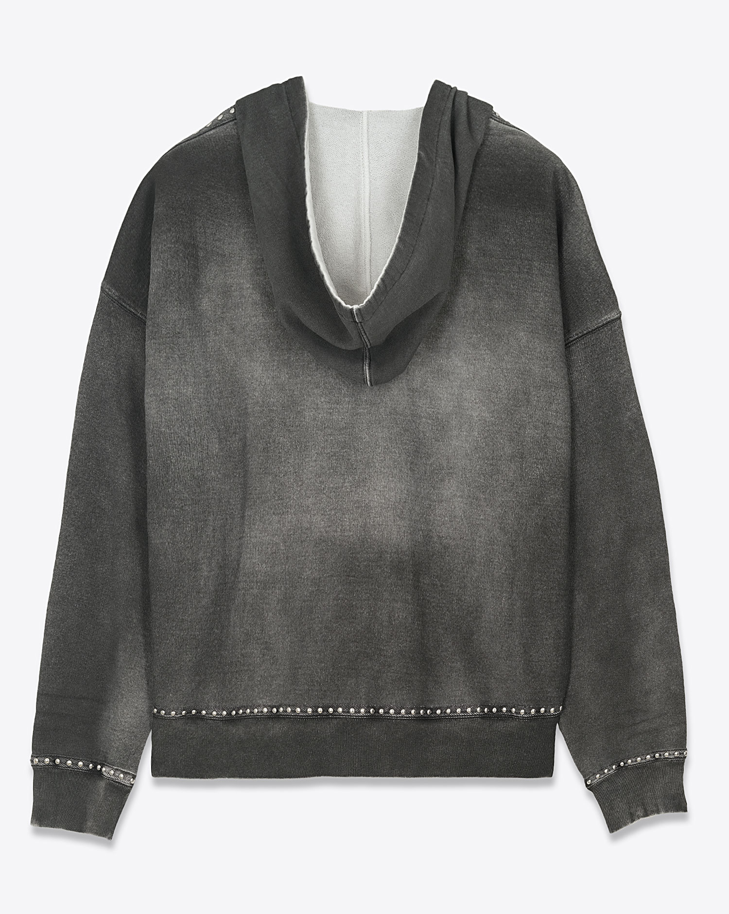 Sweat-shirt à capuche zippé clouté gris délavé Golden Goose. Dos.